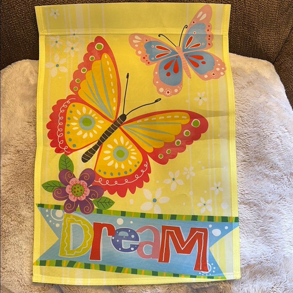 Colorful Butterfly “DREAM” lawn flag